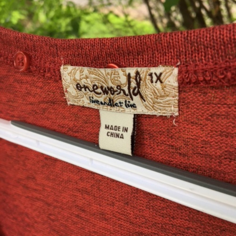 Elegant NWT Rust colored Tunic with border 1x - Picture 4 of 6